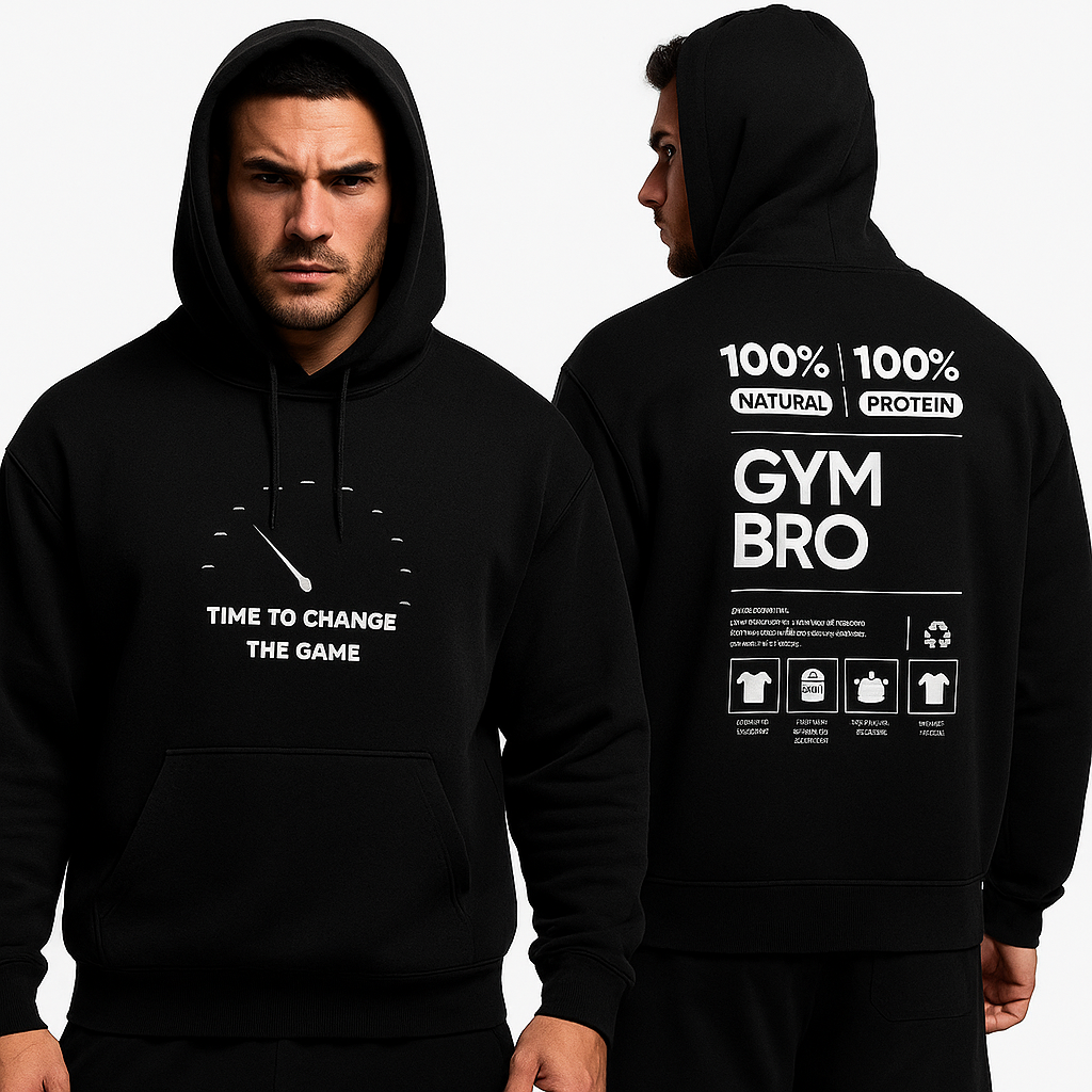 GYM BRO Oversized Hoodie – “Time to Change the Game” Motivational Gym wear